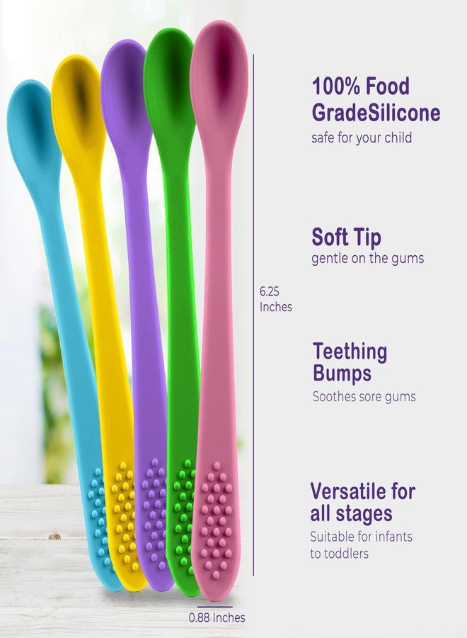 SPERRIC Baby Spoons First Stage Silicone Baby Spoon – Self Feeding Baby Utensils – Infant Spoons First Stage Baby Feeding Spoon - Soft & Gentle on Gums - BPA Free Silicone Baby Spoons Set - Image 3